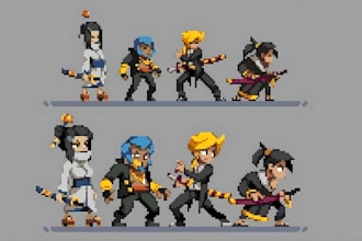 draw 8bit 16bit pixel art character sprites retro game assets and sprite sheet