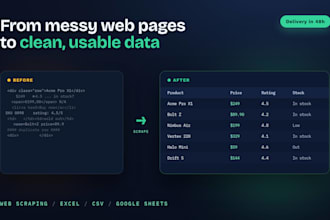 scrape website data into clean excel or google sheets