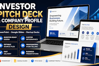 design investor pitch deck google slide power point presentation company profile