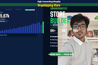 build automated shopify dropshipping store and design brand graphics