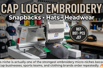 create cap logo embroidery digitizing files for hats and snapbacks