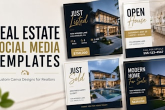 design editable real estate canva template social media posts property flyers