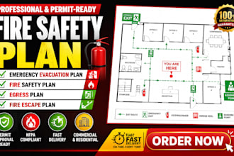 create emergency evacuation plan, fire safety plan egress plan, fire escape plan