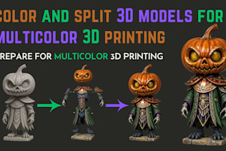 color and split 3d character models for multicolor 3d printing