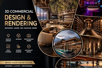 do 3d commercial, private restaurant, lounge, bar wine, nightclub,resort design