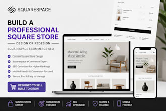 build a professional square store design or redesign squarespace ecommerce SEO