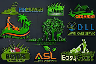 do landscape, grass, agriculture and lawn care logo design