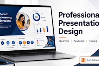 design elearning presentation, academic presentation slides and training deck