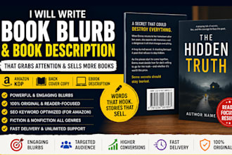 write book blurb author bio book description and back cover copy, kdp book blurb