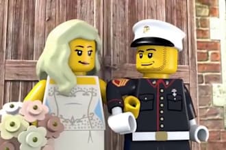 create custom 3d lego animation, lego minifigure and stop motion video