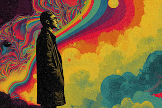 create a unique psychedelic surrealistic illustration for album cover