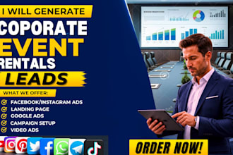 corporate event venue leads, conference venue, event booking leads, facebook ads