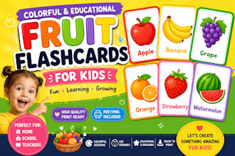 design printable fruit flashcards for kids to color