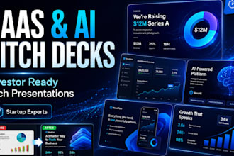 create tech presentation, saas pitch deck, app presentation and  ai startup deck