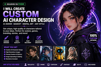 create custom ai character design, avatar, mascot and ai art