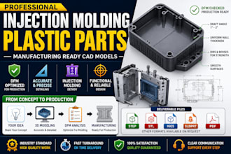 design injection molding plastic parts and manufacturing ready cad models