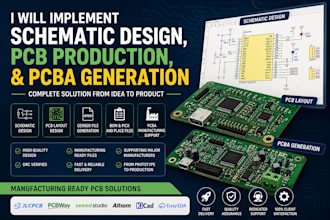 implement schematic design, pcb production, and pcba generation