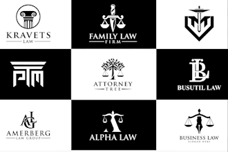 do modern attorney, legal and law firm logo design