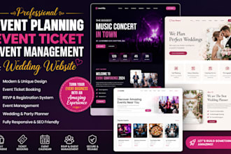 design event planning website, event ticket website, event management, wedding