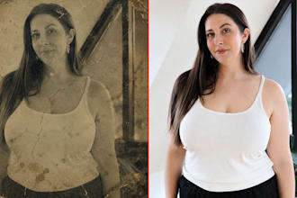 colorize old damage picture, enhance and fix blurry image, photo restoration