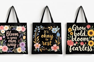 design professional custom tote bag art for your brand