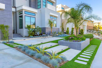 design front yard backyard patio garden 3d landscape rendering