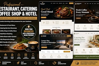 design restaurant website, catering,coffee website or coffee store hotel website