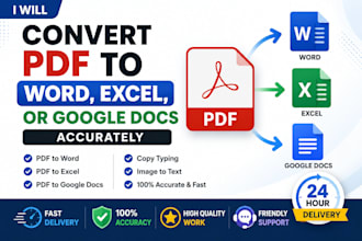 convert PDF to word, excel, or google docs accurately