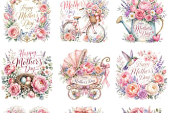 create colorful, watercolor, feminine, spring flowers and romantic clipart logo
