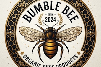 make hand drawn mascot honey bee logo