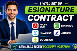 set up esignature contract, adobe sign pandadoc hellosign jotform docusign