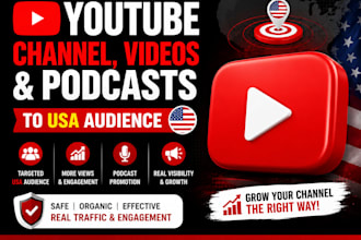promote youtube channel video and podcasts to usa audience