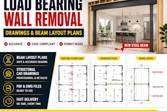 create load bearing wall removal drawings and beam layout plans