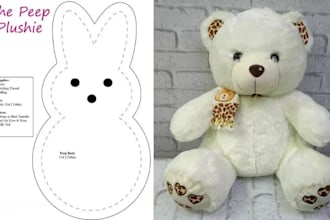 design custom plushie sewing pattern production ready stuffed animal blueprint