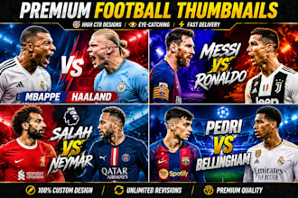 design youtube thumbnail for football or soccer channel
