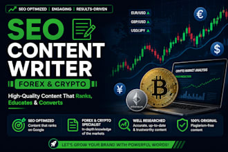 write SEO articles and blog posts about forex and cryptocurrency