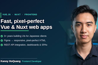 build responsive vue js and nuxt js frontend web app or website