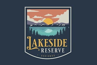 design lake long range mountain views logo