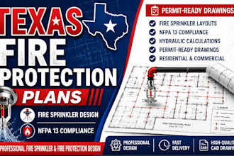 prepare texas fire protection plans, fire sprinkler design and nfpa 13 drawings