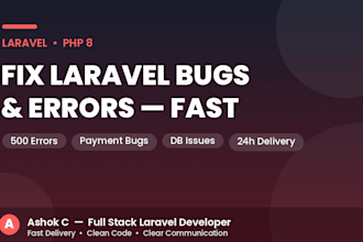fix bugs and errors in your laravel application fast