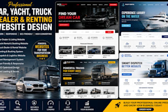 design car website, yacht, truck, dealer website, renting website,dispatch site