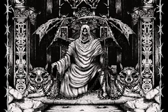 create dark art illustration for album cover and band t shirt