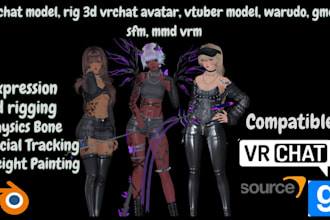 fix vrchat model, rig 3d vrchat avatar, warudo, vtuber model, sfm, gmod, mmd vrm