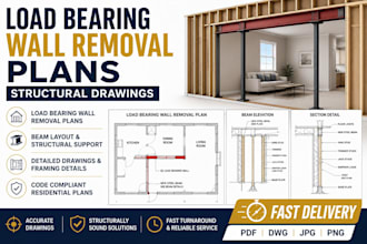 create load bearing wall removal plans and structural drawings