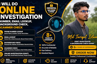 do online investigation, phone number lookup, email lookup, background check