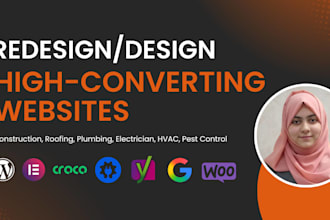 design contractor, roofing, construction, plumbing website