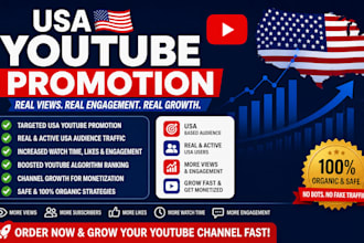 do USA youtube promotion, USA channel promotion, to USA active audience