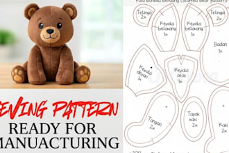 create custom plush sewing pattern, stuffed animal, oc character, plushie design
