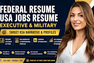write ats USA job resume, CV or linkedin for executive government and veteran