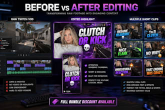 edit professional twitch vod to youtube highlights and short clips